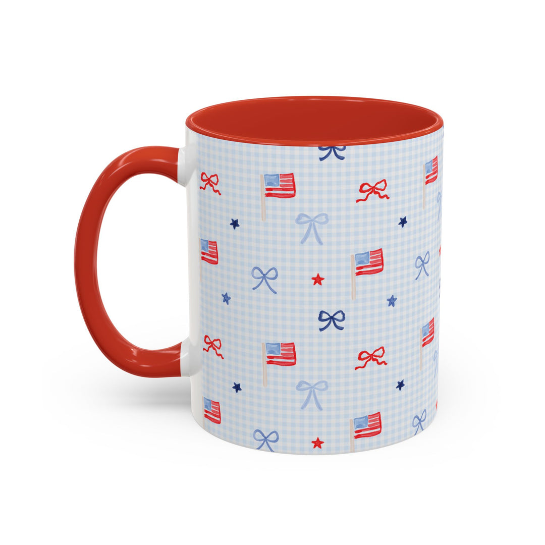 Patriotic Mini Flags &amp; Bows Accent Coffee Mug