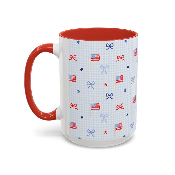 Patriotic Mini Flags &amp; Bows Accent Coffee Mug