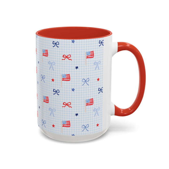 Patriotic Mini Flags &amp; Bows Accent Coffee Mug