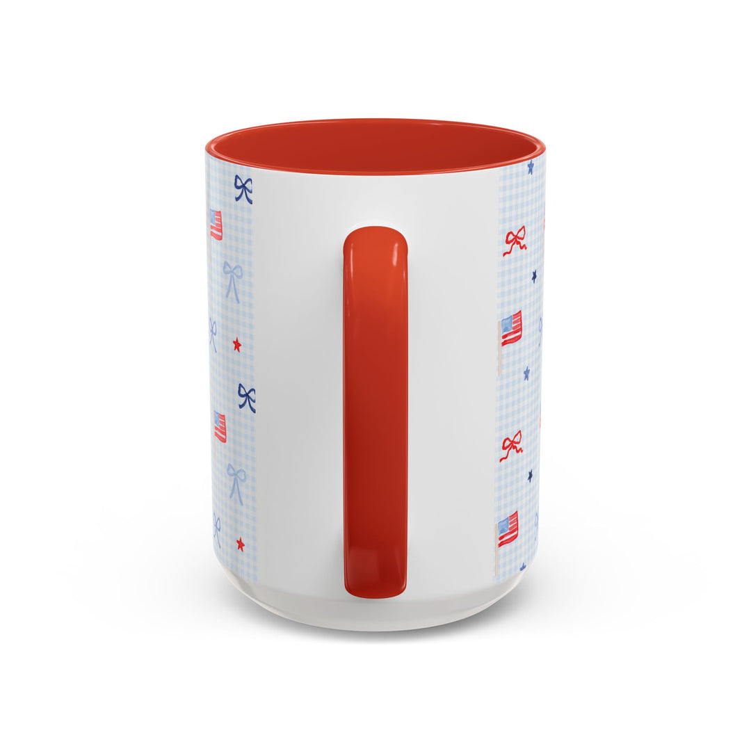 Patriotic Mini Flags &amp; Bows Accent Coffee Mug
