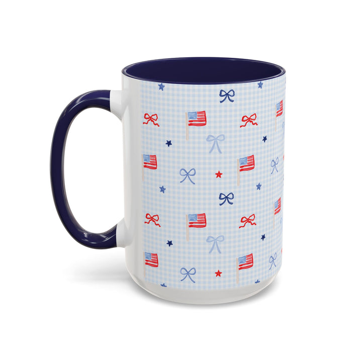 Patriotic Mini Flags &amp; Bows Accent Coffee Mug