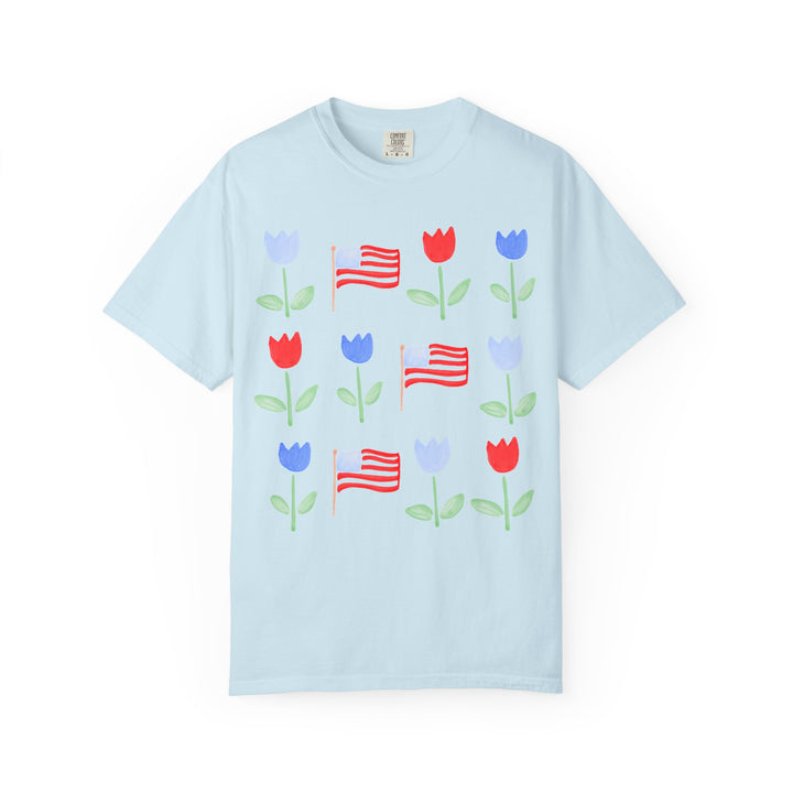 Patriotic Tulip T-Shirt — American Flag Floral Tee