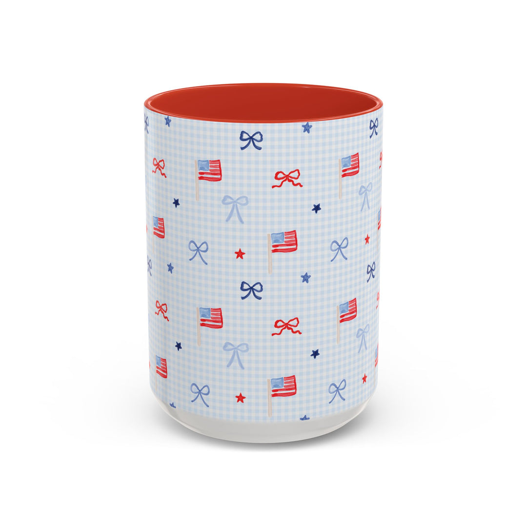 Patriotic Mini Flags &amp; Bows Accent Coffee Mug