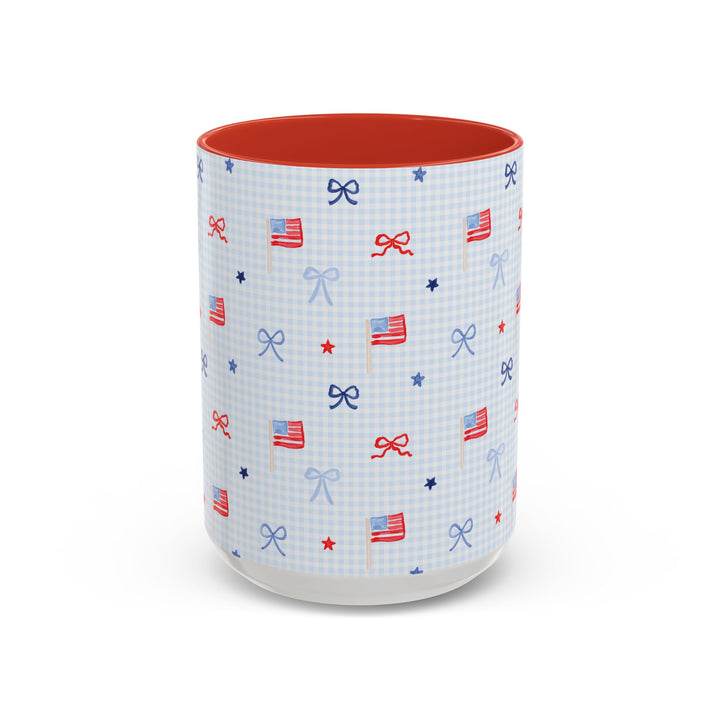 Patriotic Mini Flags &amp; Bows Accent Coffee Mug