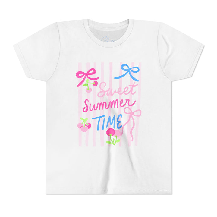 Sweet Summer Time Pastel Bow &amp; Cherry Youth Graphic Tee