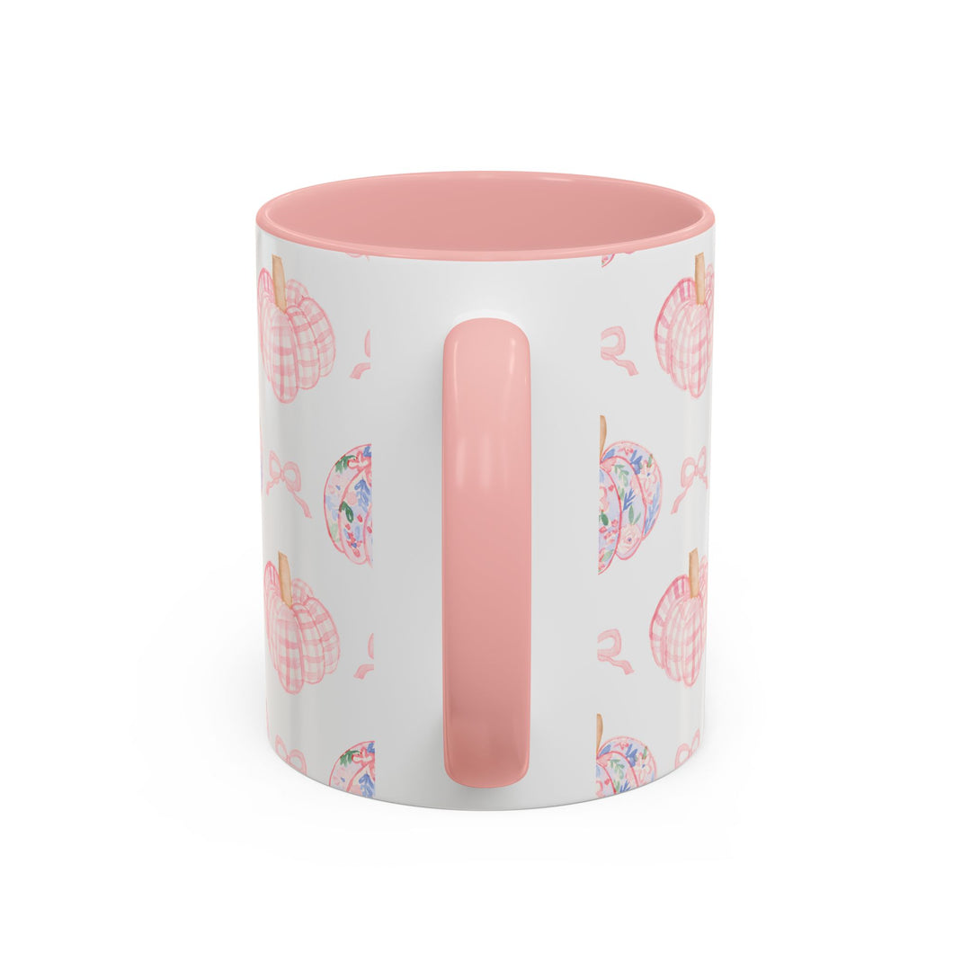Pink Floral Pumpkin Coffee Mug — Cute Fall Accent Mug (11/15oz)