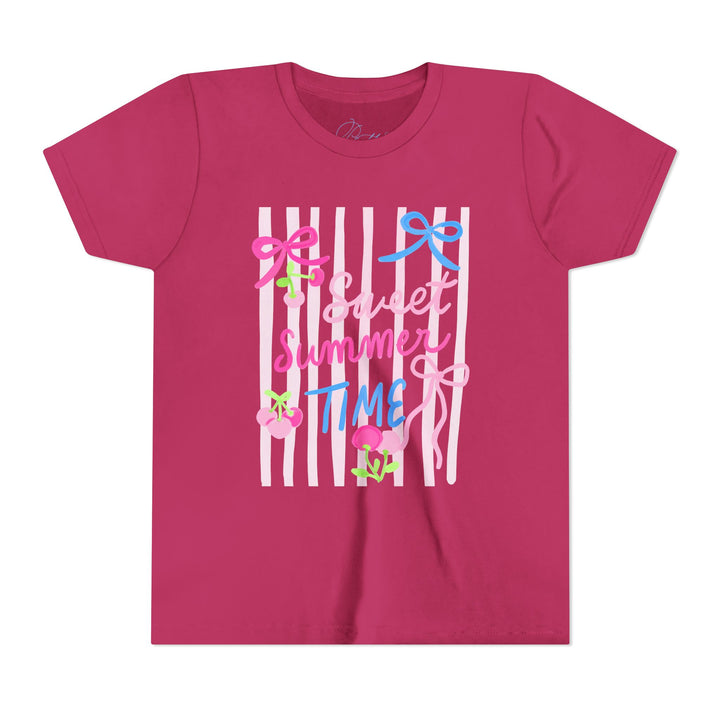 Sweet Summer Time Pastel Bow &amp; Cherry Youth Graphic Tee