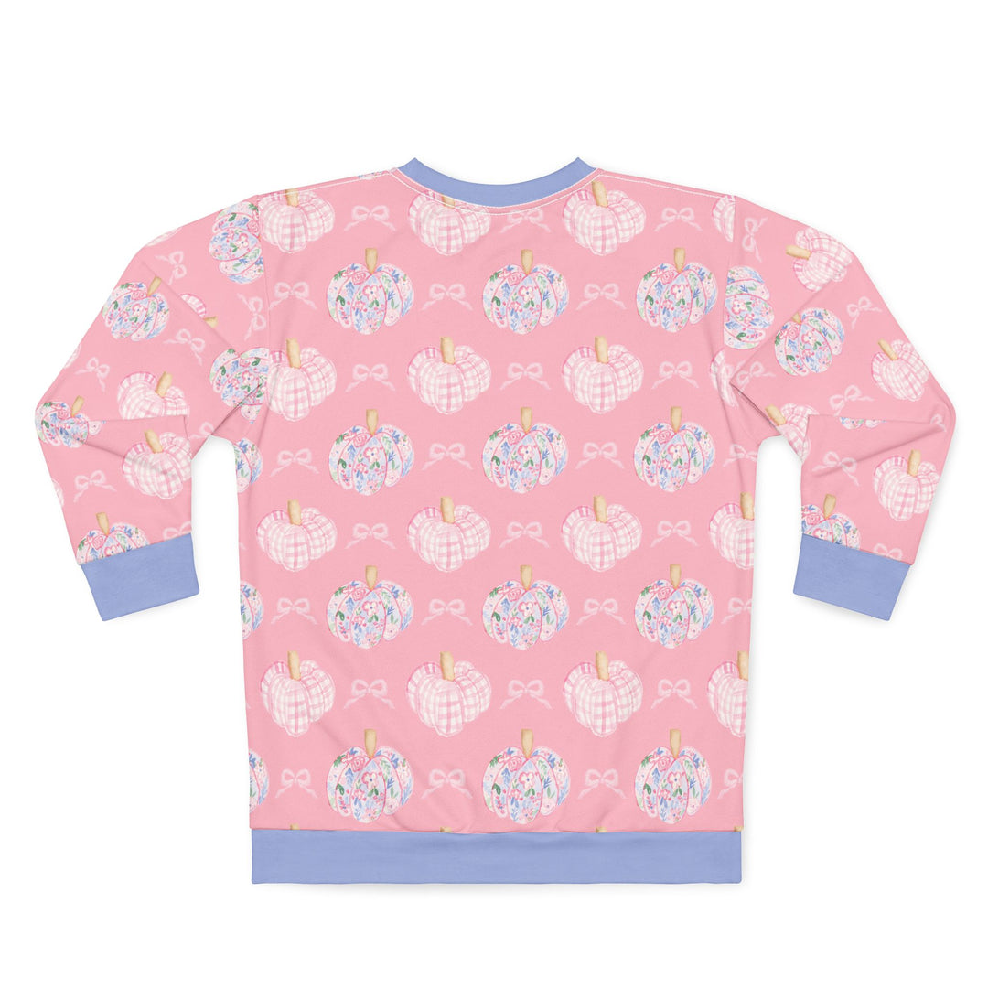 Pink Pumpkin Pattern Sweatshirt — Cute Pastel Autumn Crewneck