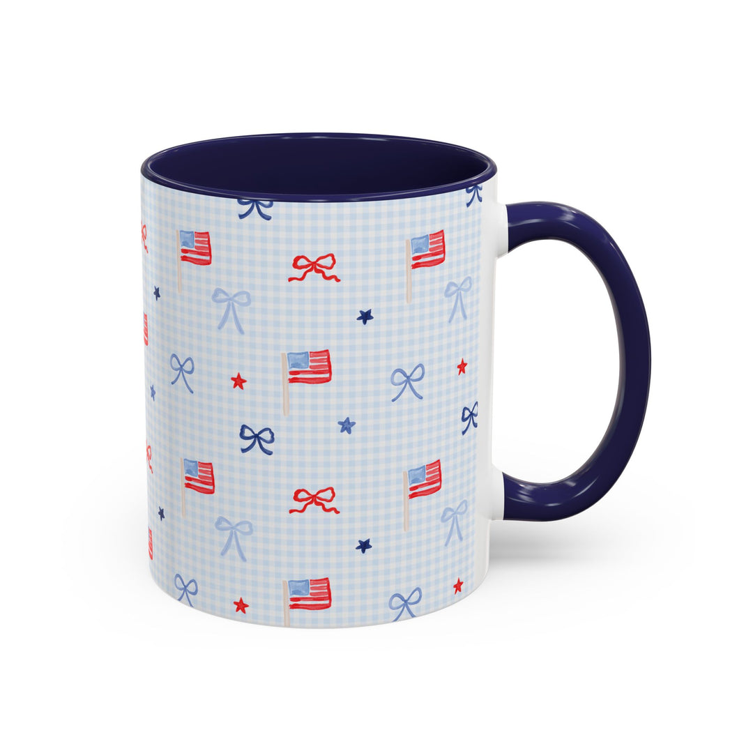 Patriotic Mini Flags &amp; Bows Accent Coffee Mug