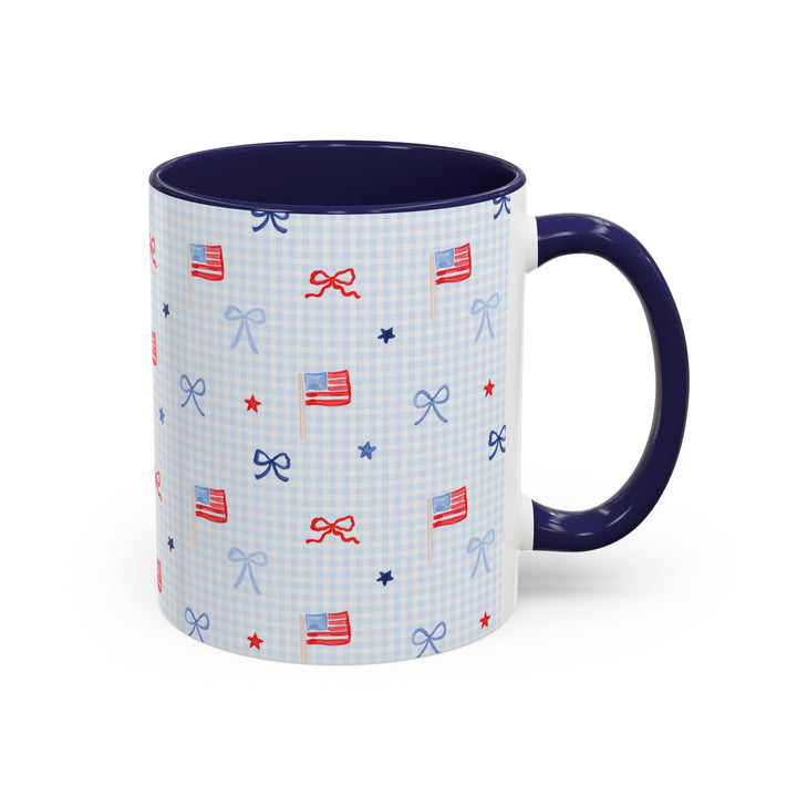 Patriotic Mini Flags &amp; Bows Accent Coffee Mug