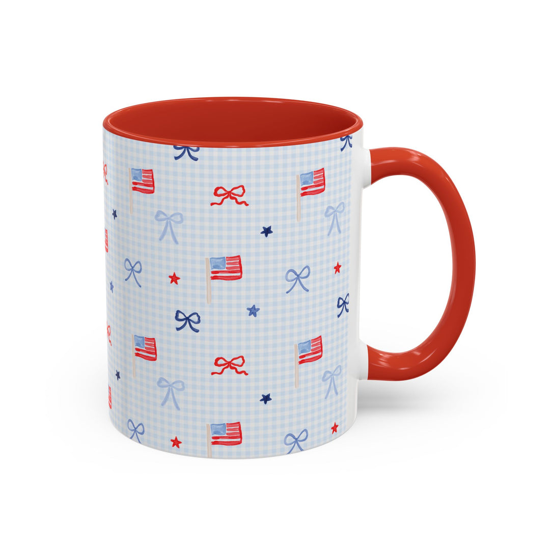Patriotic Mini Flags &amp; Bows Accent Coffee Mug
