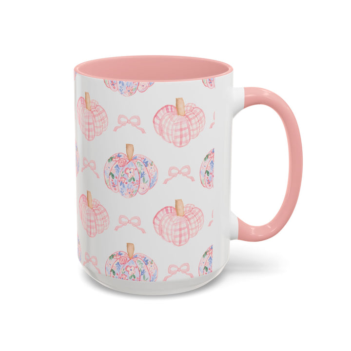 Pink Floral Pumpkin Coffee Mug — Cute Fall Accent Mug (11/15oz)