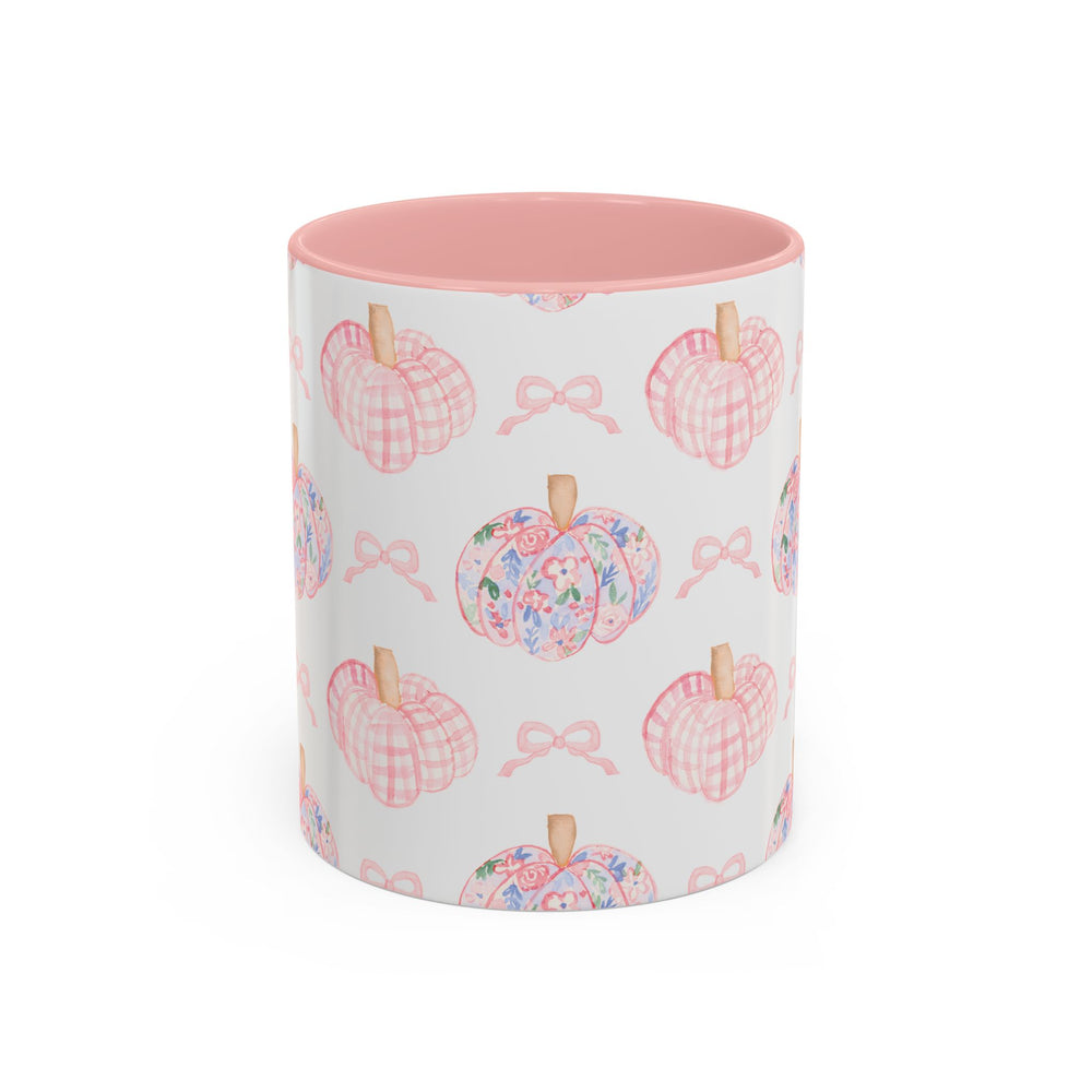 Pink Floral Pumpkin Coffee Mug — Cute Fall Accent Mug (11/15oz)