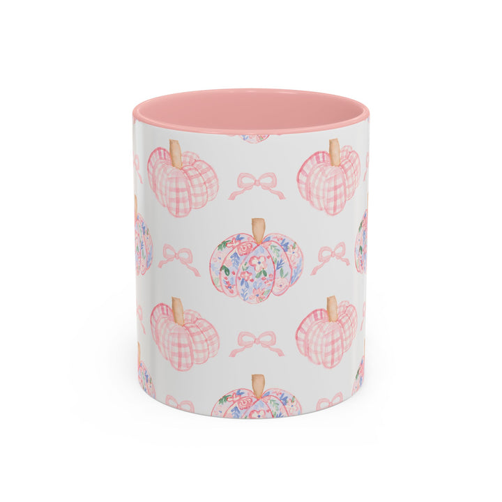 Pink Floral Pumpkin Coffee Mug — Cute Fall Accent Mug (11/15oz)