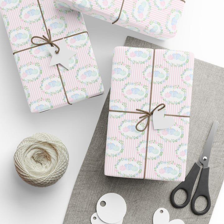 Floral Pastel Pumpkisns Wrapping Paper Roll — Pastel Gift Wrap