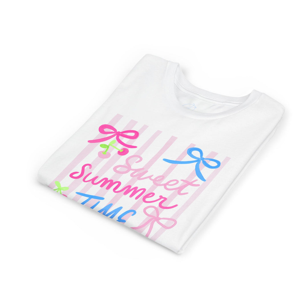 Sweet Summer Time Pastel Bow &amp; Cherry Youth Graphic Tee