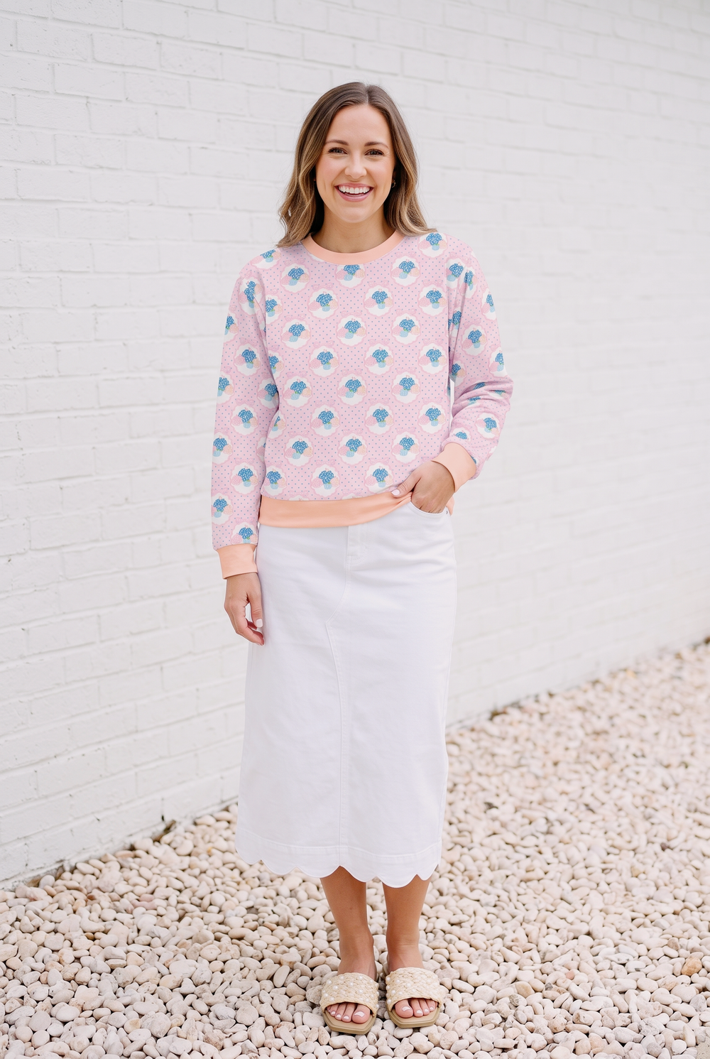 Pastel Floral Sheep Crewneck Sweatshirt — Cute All-Over Print Cozy Pullover