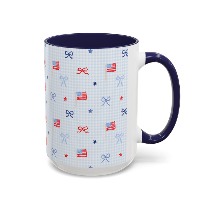 Patriotic Mini Flags &amp; Bows Accent Coffee Mug
