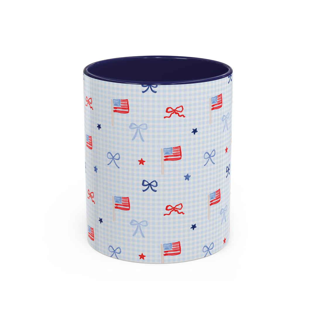 Patriotic Mini Flags &amp; Bows Accent Coffee Mug