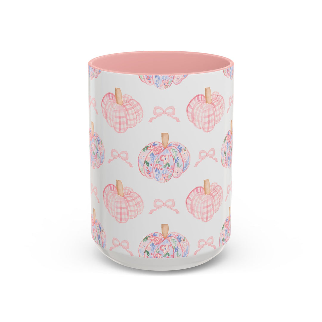 Pink Floral Pumpkin Coffee Mug — Cute Fall Accent Mug (11/15oz)