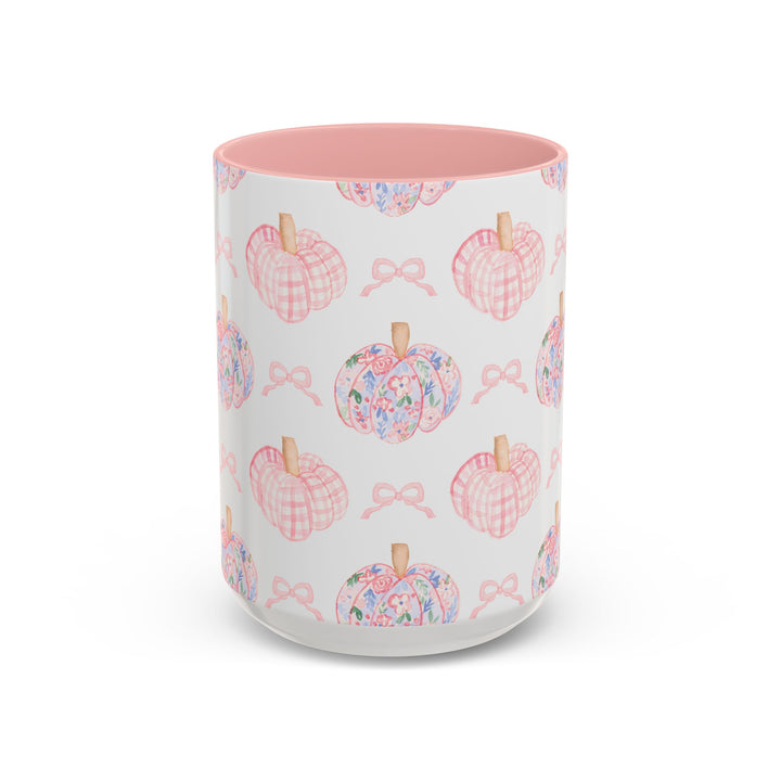 Pink Floral Pumpkin Coffee Mug — Cute Fall Accent Mug (11/15oz)