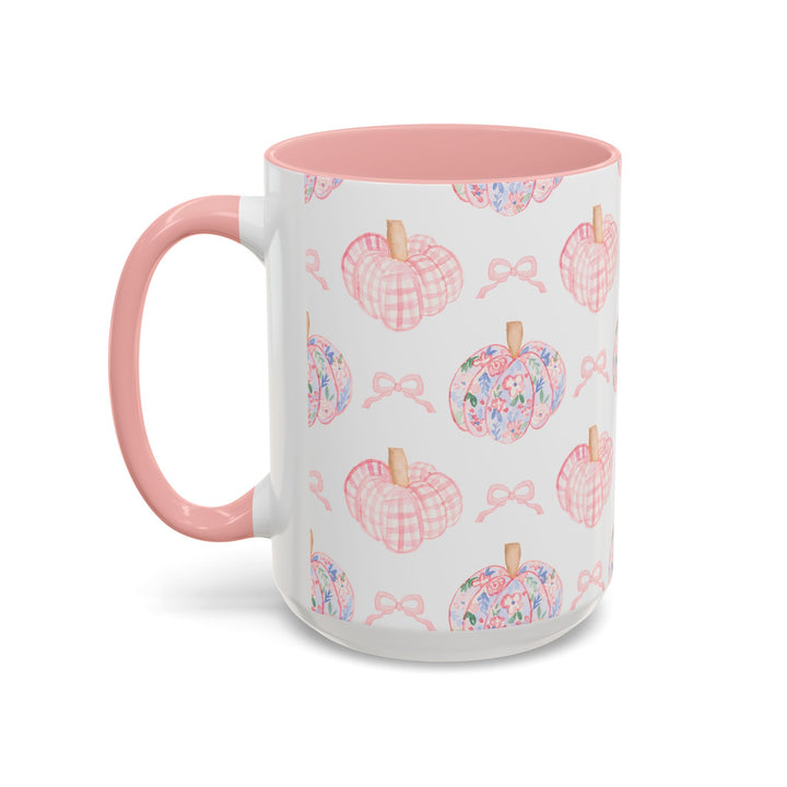 Pink Floral Pumpkin Coffee Mug — Cute Fall Accent Mug (11/15oz)