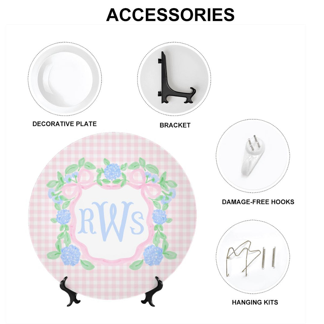 Hydrangea Crest Monogram Birthday Plate
