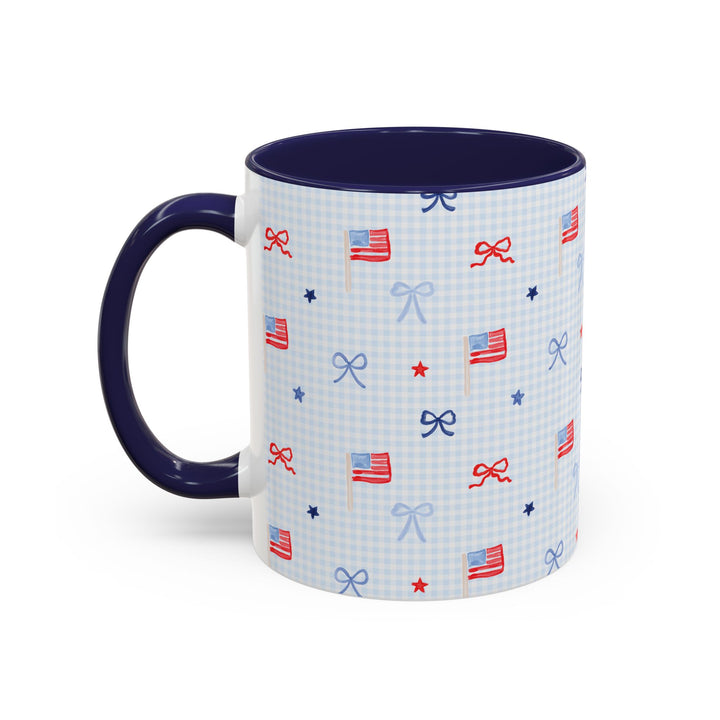 Patriotic Mini Flags &amp; Bows Accent Coffee Mug