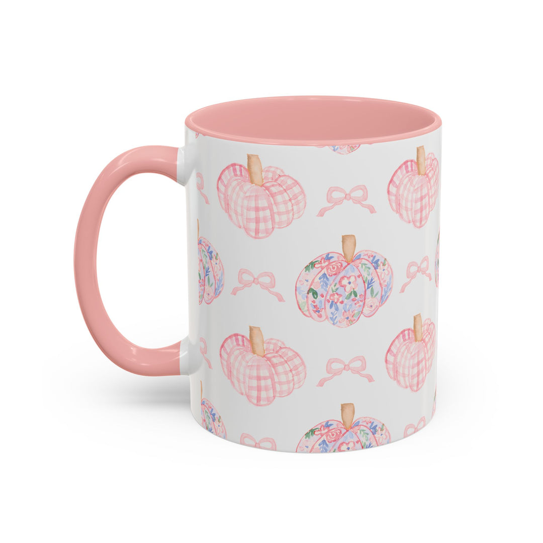 Pink Floral Pumpkin Coffee Mug — Cute Fall Accent Mug (11/15oz)
