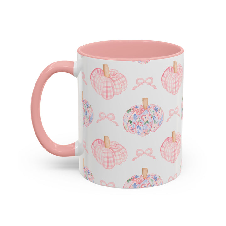 Pink Floral Pumpkin Coffee Mug — Cute Fall Accent Mug (11/15oz)