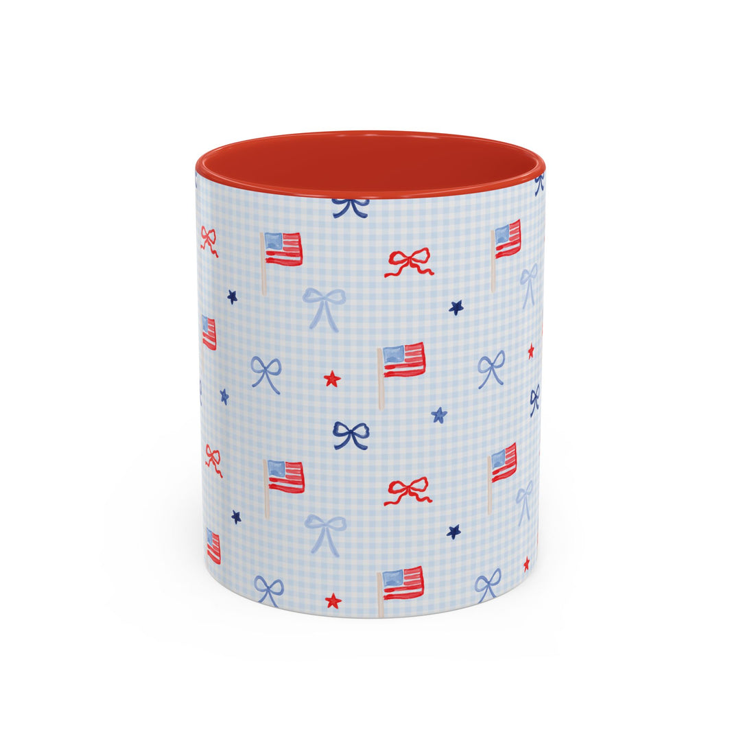 Patriotic Mini Flags &amp; Bows Accent Coffee Mug
