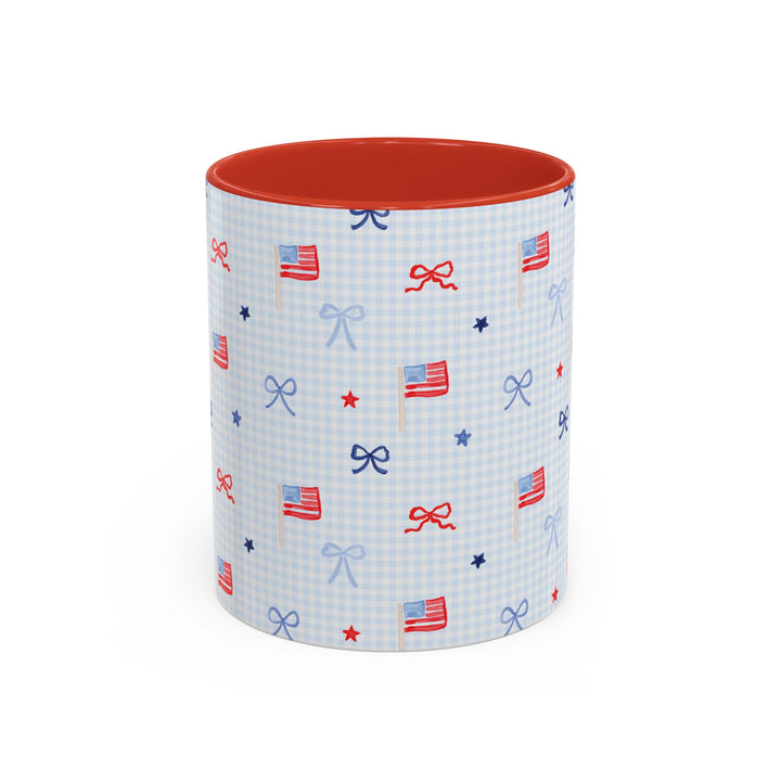 Patriotic Mini Flags &amp; Bows Accent Coffee Mug