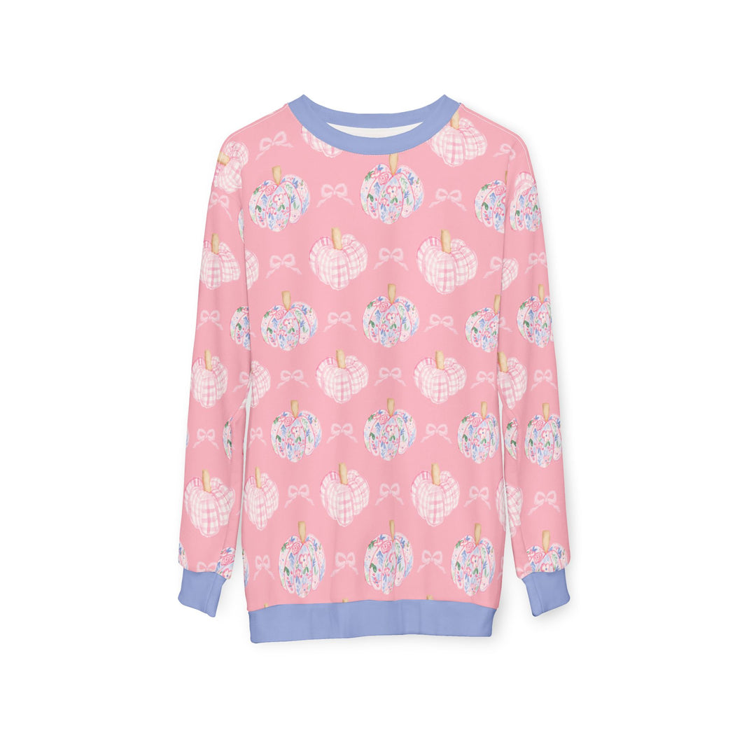 Pink Pumpkin Pattern Sweatshirt — Cute Pastel Autumn Crewneck