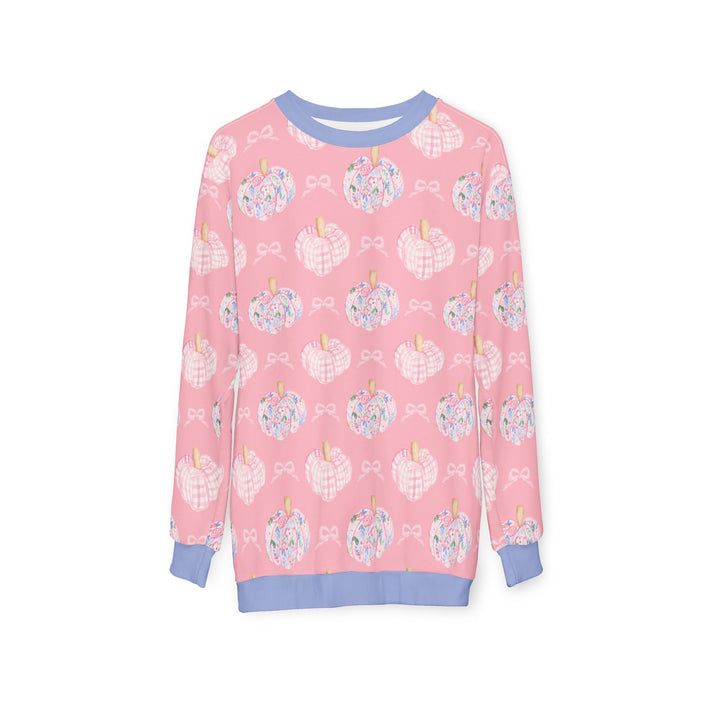 Pink Pumpkin Pattern Sweatshirt — Cute Pastel Autumn Crewneck
