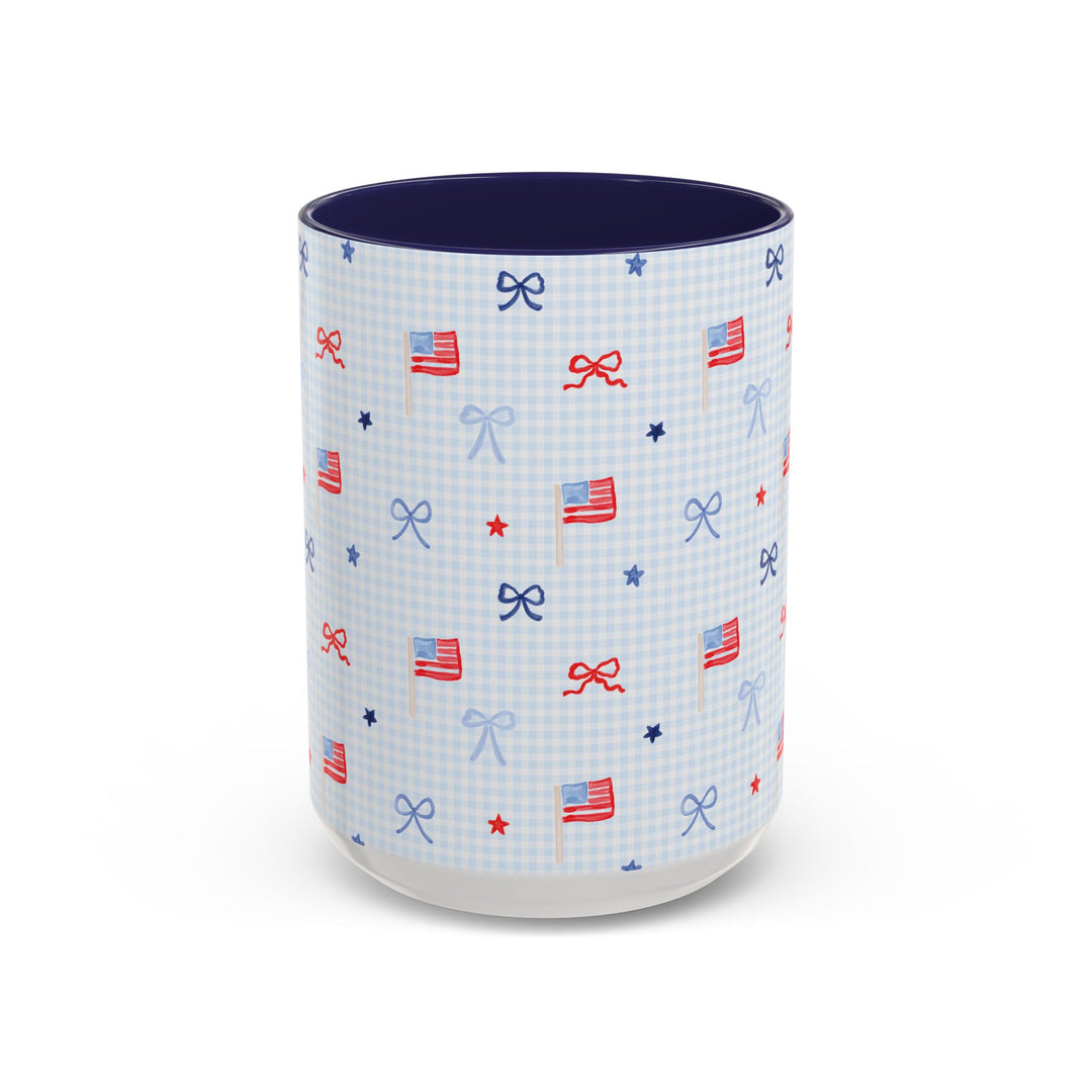 Patriotic Mini Flags &amp; Bows Accent Coffee Mug