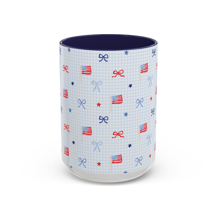 Patriotic Mini Flags &amp; Bows Accent Coffee Mug