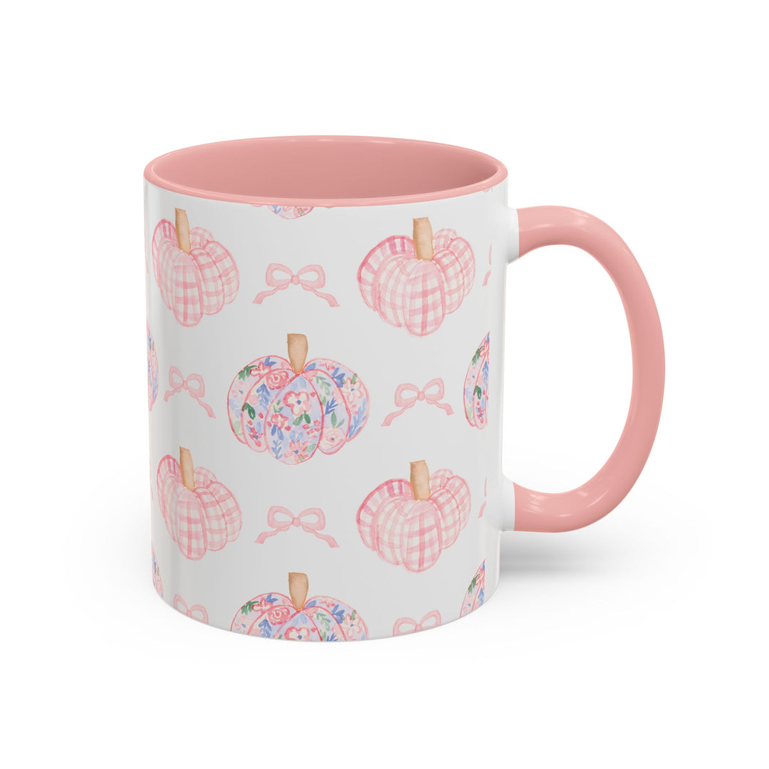 Pink Floral Pumpkin Coffee Mug — Cute Fall Accent Mug (11/15oz)