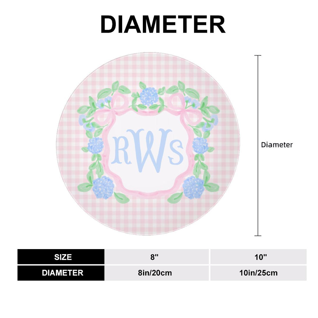 Hydrangea Crest Monogram Birthday Plate