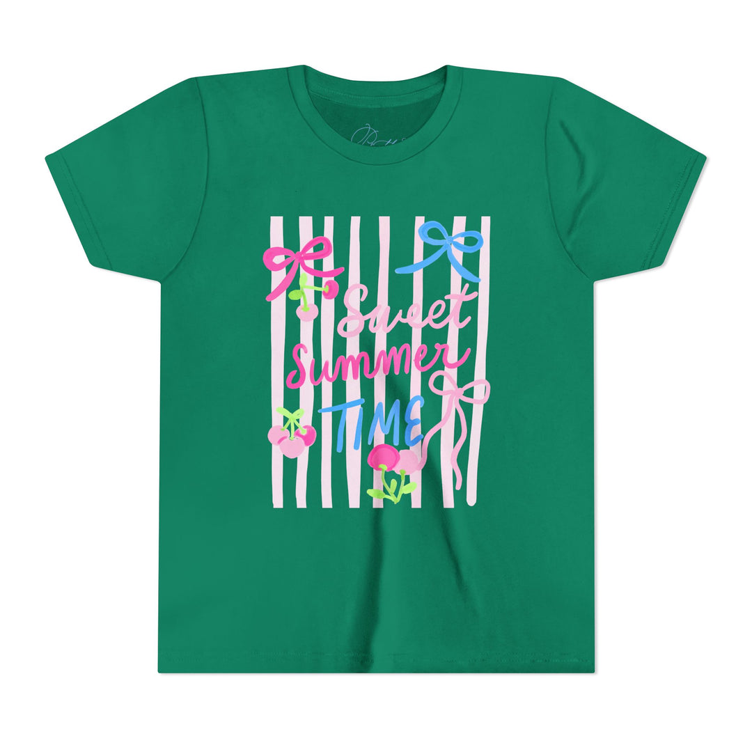 Sweet Summer Time Pastel Bow &amp; Cherry Youth Graphic Tee