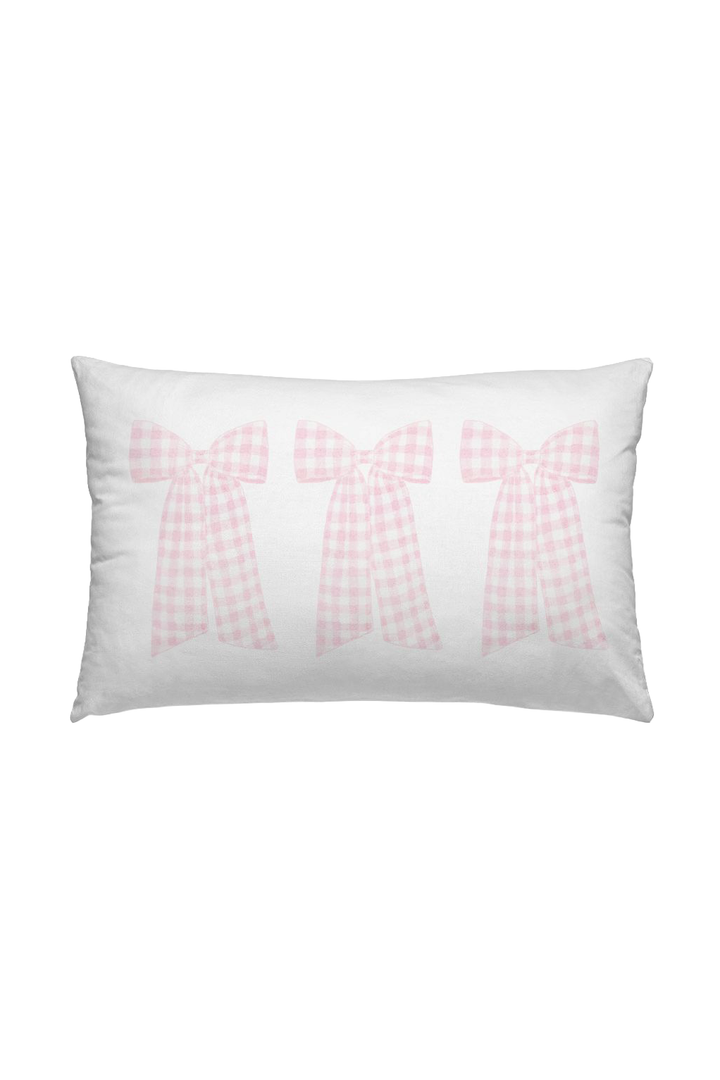 Gingham Bow Lumbar Pillow