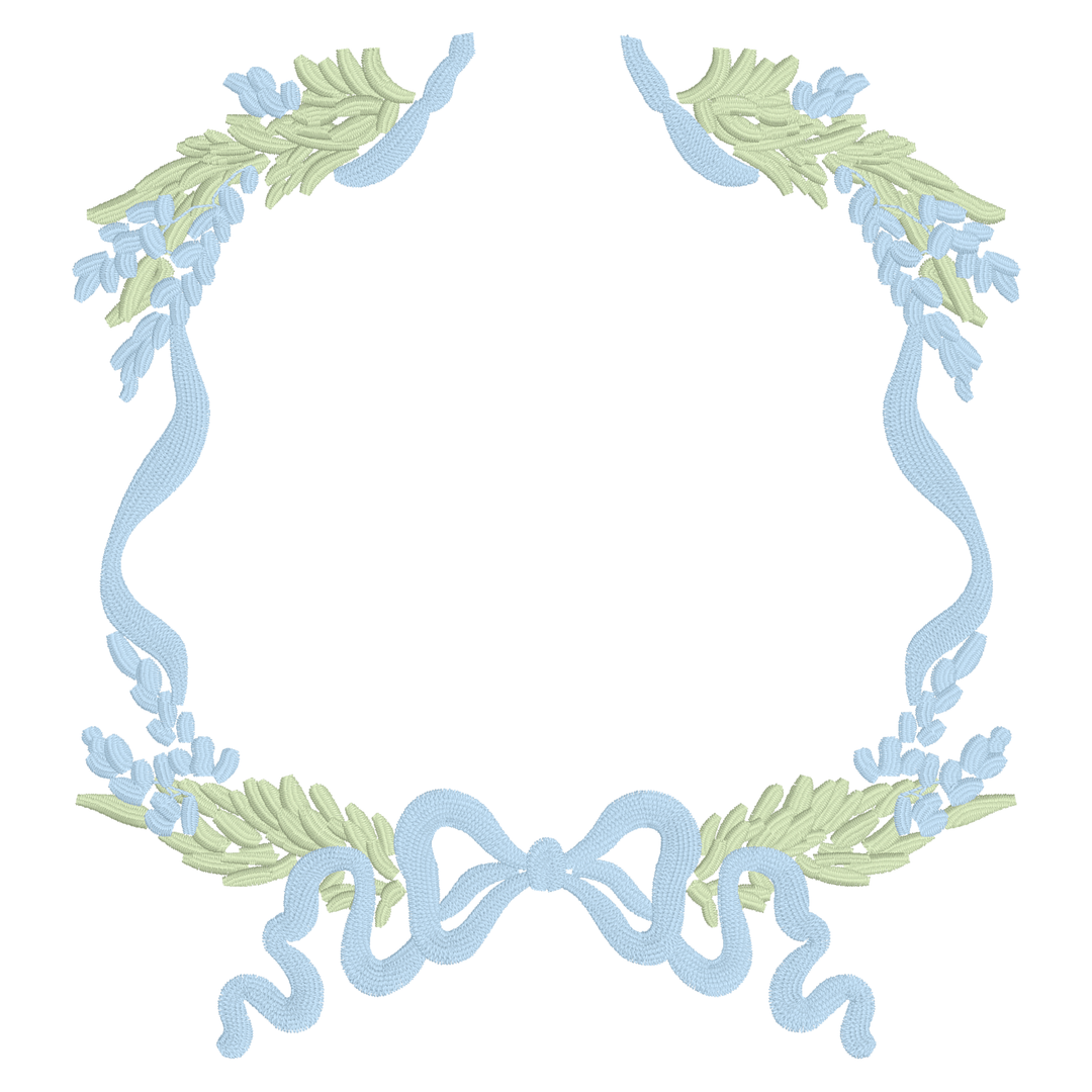 Blue Ribbon Bow Leafy Frame
