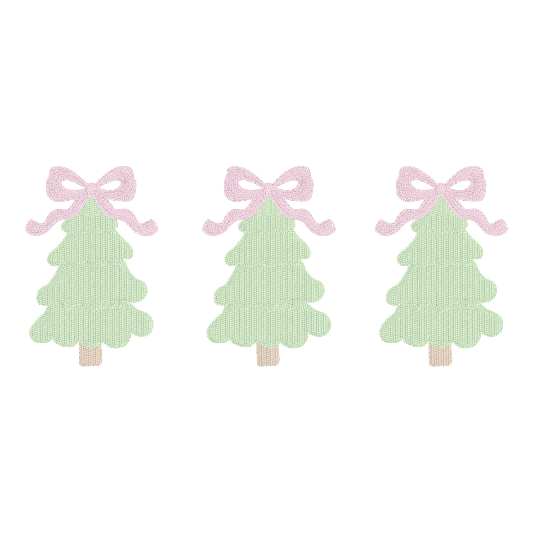 Christmas Tree And Bows Embroidery Design