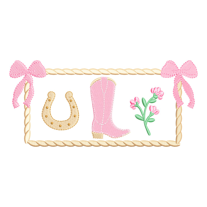 Cowgirl Boot Rope Horseshoe Floral