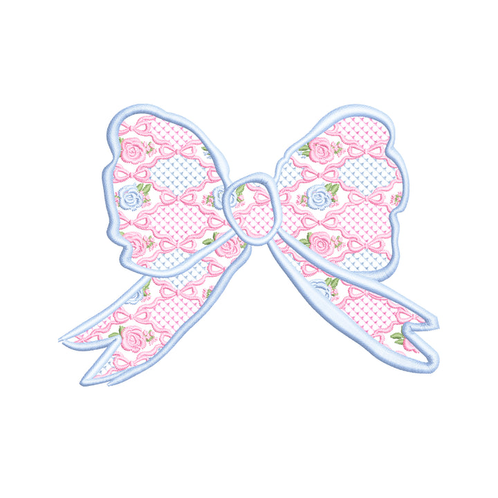 Preppy Bow Gingham Floral Embroidery