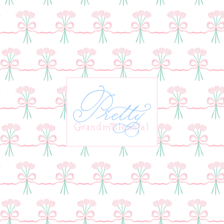 Spring Tulip Bows Ribbonerie Printed Fabric