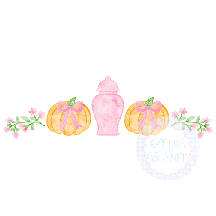 Pumpkin Ginger Jar and Bows PNG SVG Design