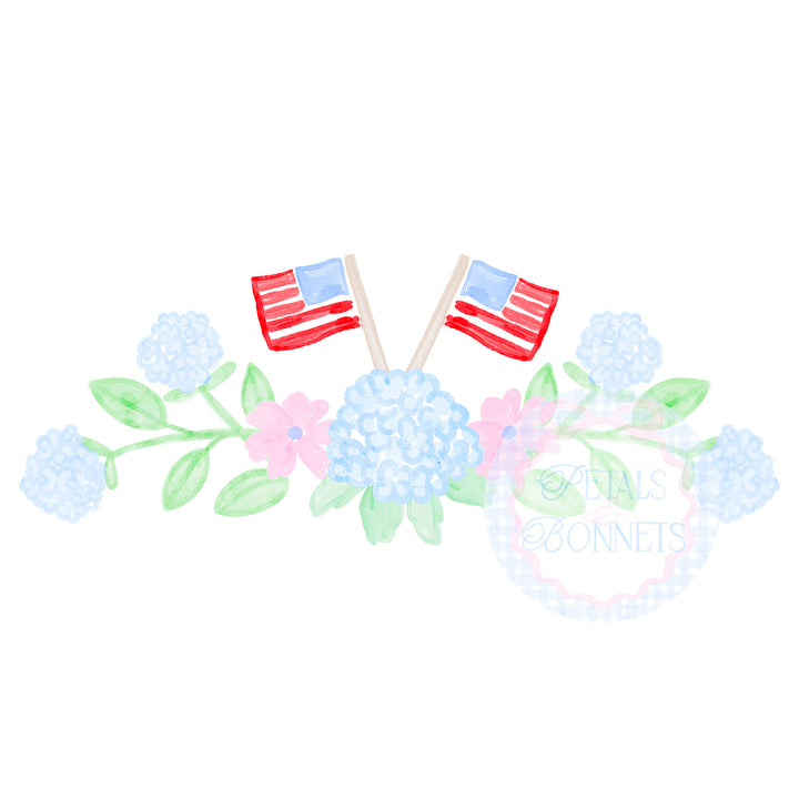 Hydrangea &amp; American Flags PNG SVG Design