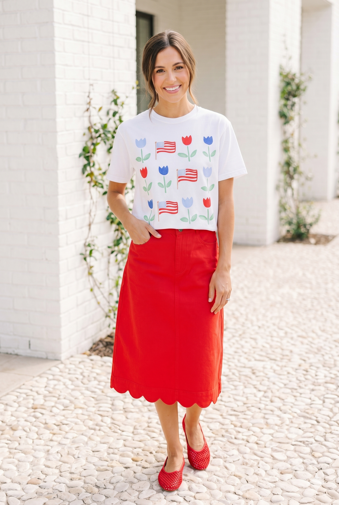 Patriotic Tulip T-Shirt — American Flag Floral Tee