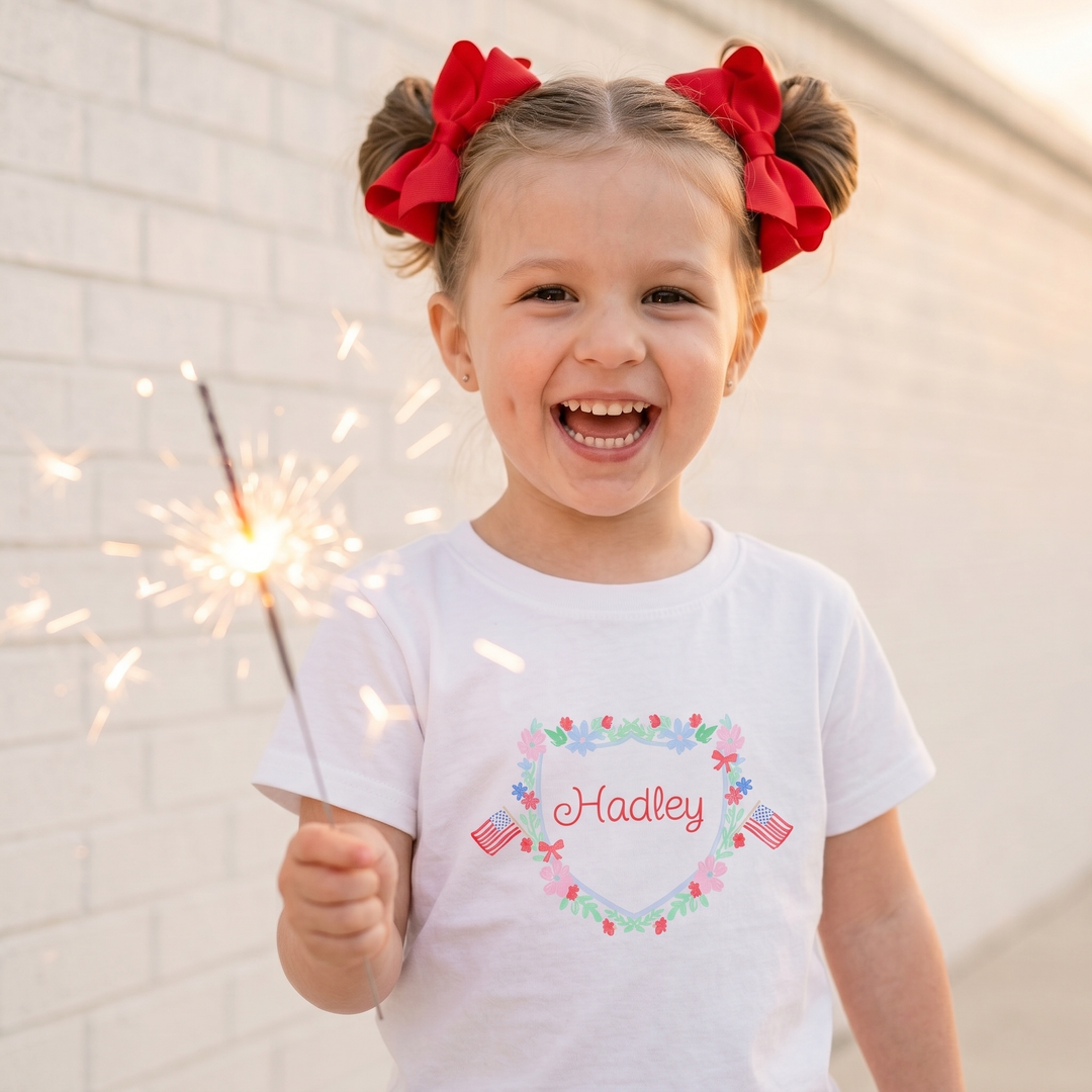 Personalized 4th of July Crest Toddler T-Shirt