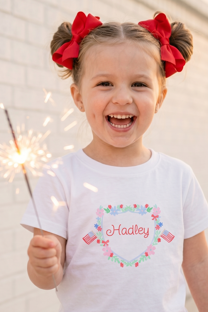 Personalized 4th of July Crest Toddler T-Shirt